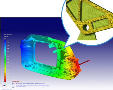 図1. Moldex3Dによる繊維配向分布結果