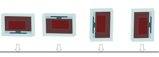 図4. ディスプレイ梱包落下に対する梱包材トポロジー最適化検討の条件