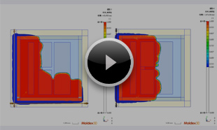 動画1. シミュレーション検討による各ディスペンスパス違いの結果比較 動画提供：サンユレック株式会社様
