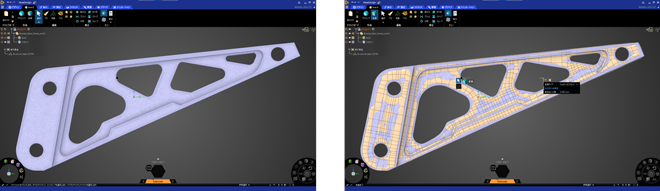 図2. ブラケットのSTLデータをインポートして、Sub-Dジオメトリ作成したところ