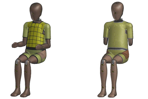 Fig. 3 Humanetics製 Q10 Euro NCAP 2020 v1.2（左）とQ10 Euro NCAP 2020 Side Kit v1.1（右）