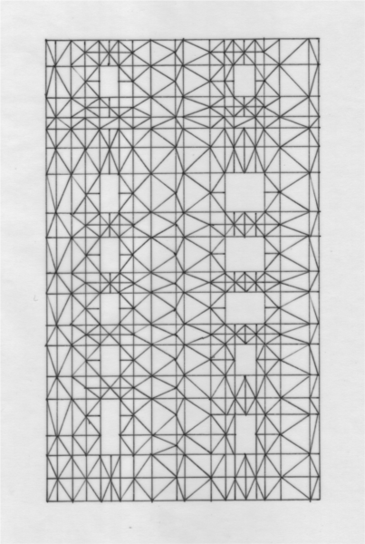 図-1&emsp;開口部のある壁体のメッシュ分割図