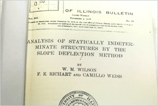 [写真1]&nbsp;W.M.Wilson&nbsp;等による「たわみ角法」の発表論文の表題に用いられている不静定構造（statically&nbsp;indeterminate&nbsp;structures）