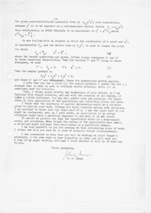 写真-１&emsp;J.L.Synge&nbsp;先生からの書簡&nbsp;(31&nbsp;March,&nbsp;1977)